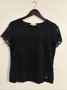 Calvin Klein Black Lace Short Sleeve Tee